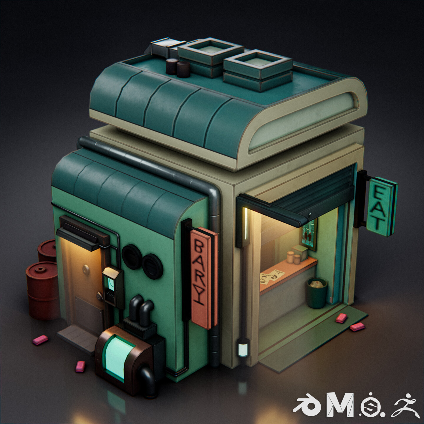 Isometric sci-fi bar