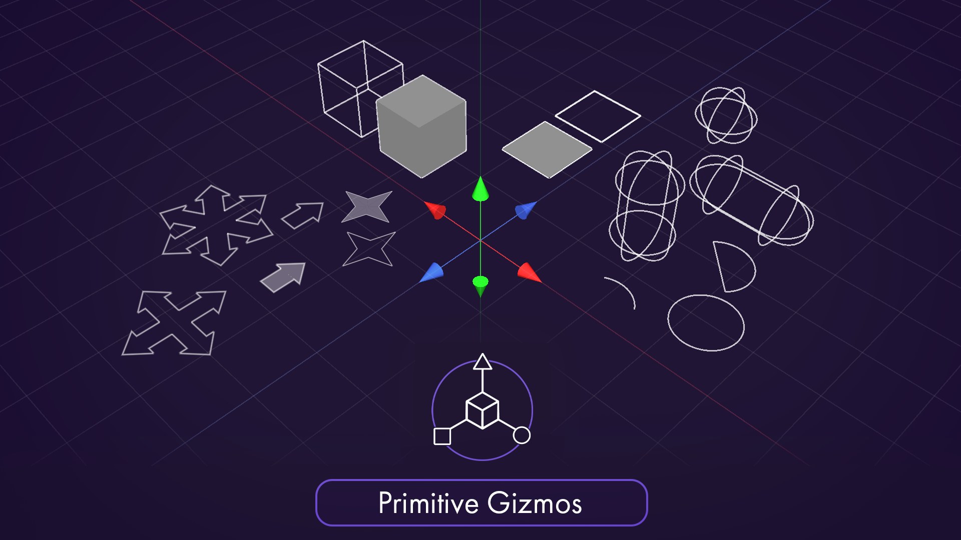 Gizmos Drawer primitive gizmos in the Unity Scene view