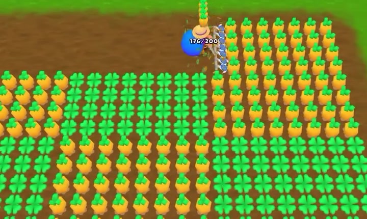 The harvesting machine cutting rows through a field in Harvest Loop